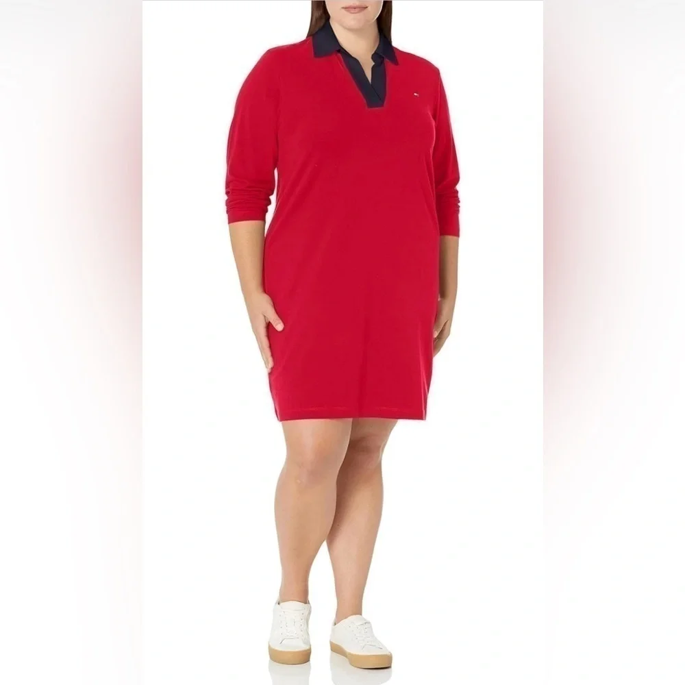 Tommy Hilfiger Cotton T-shirt Pull Over Dress Sz XL Chilli Pepper Red